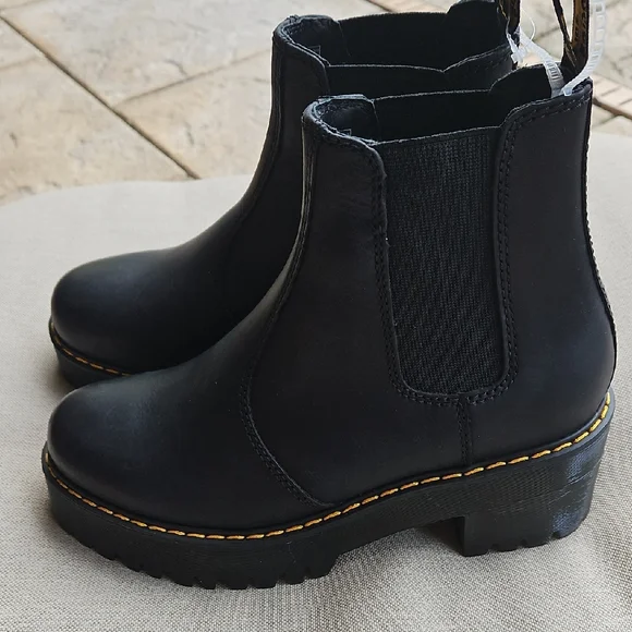 Dr. Martens Black Chelsea Boots with Yellow Accents - Picture 3 of 10